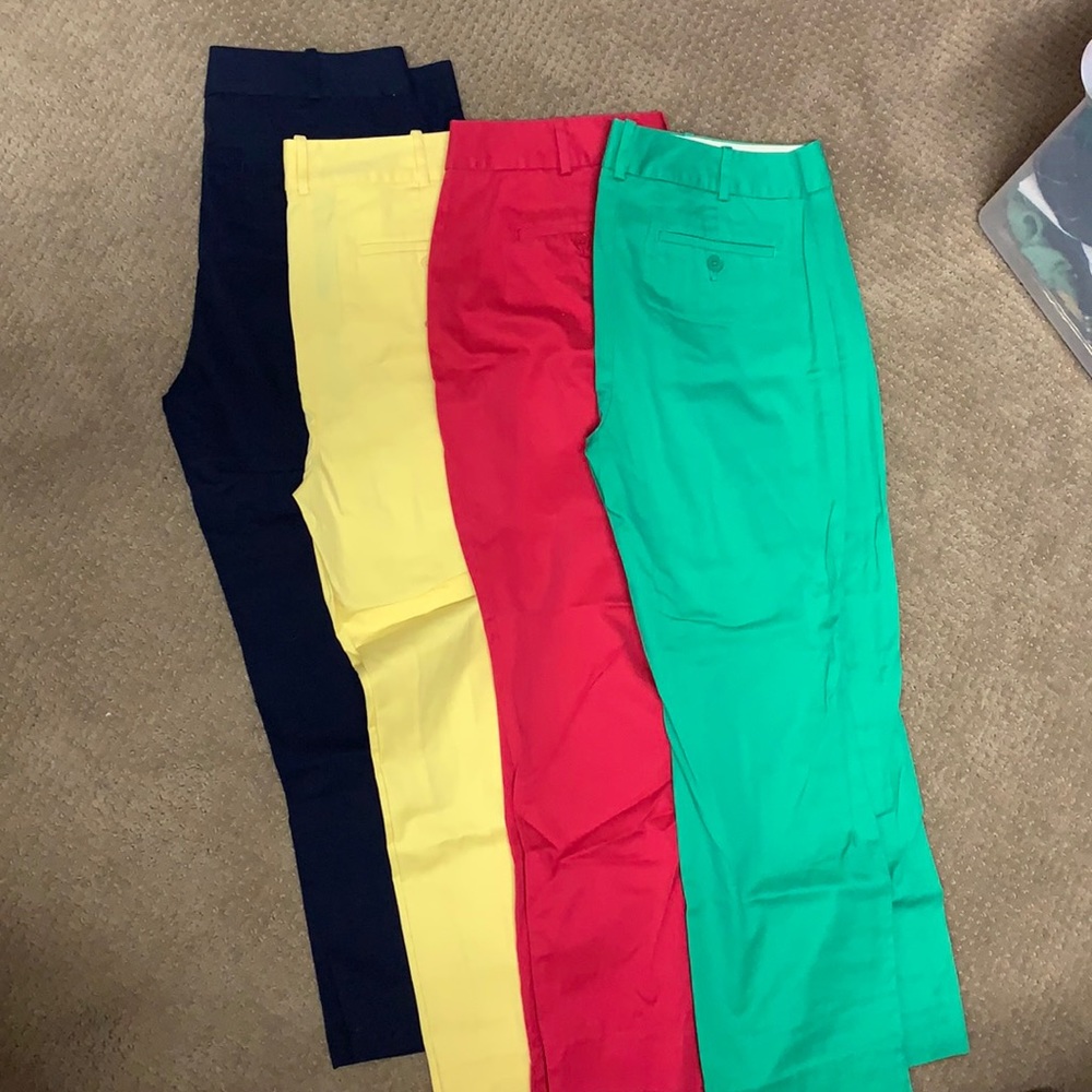 Talbots crop pants size 10, like new, pink, green, yellow and navy.